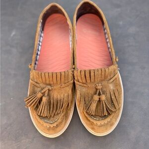 Brown Suede Tassel Loafers for Women
